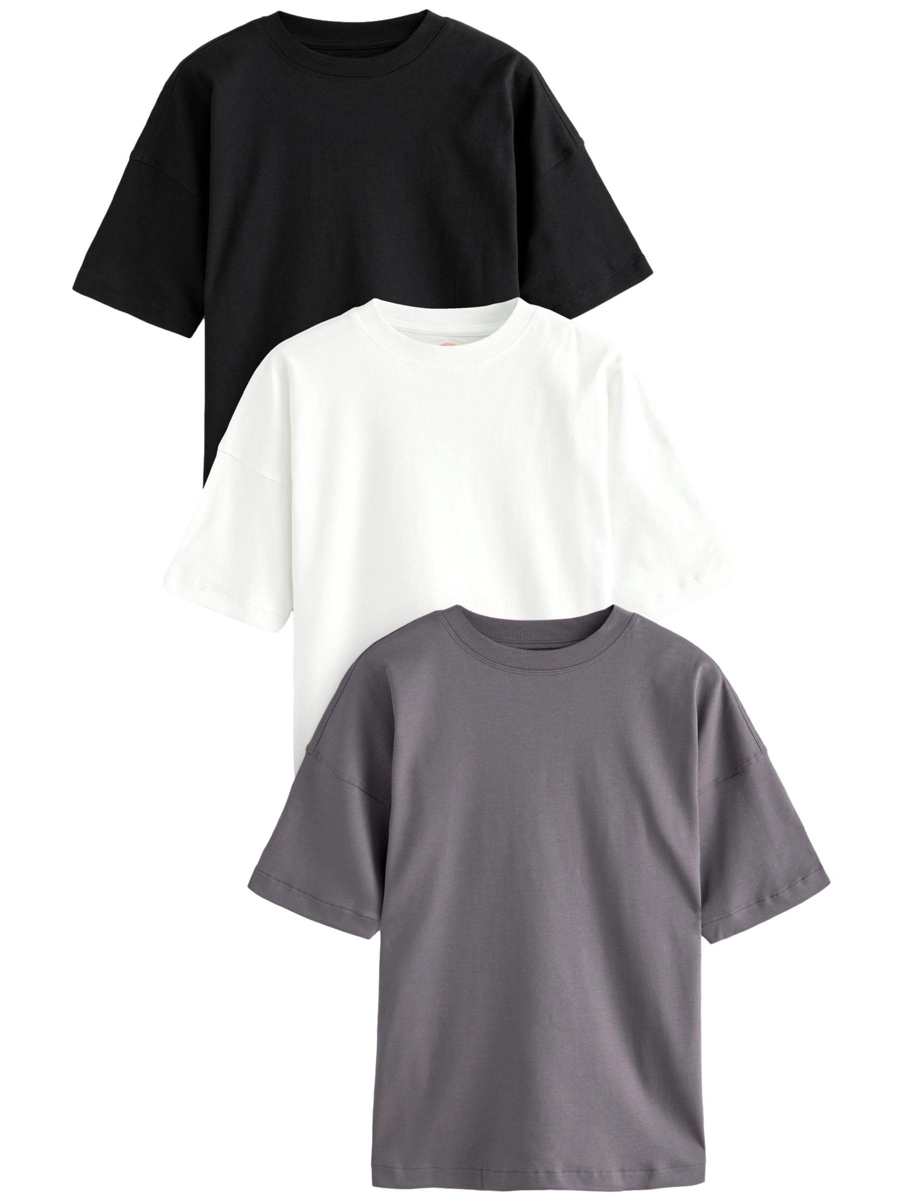 NEXT Femme T-Shirt Oversize – Oversize, Lot de 3 Monochrome L