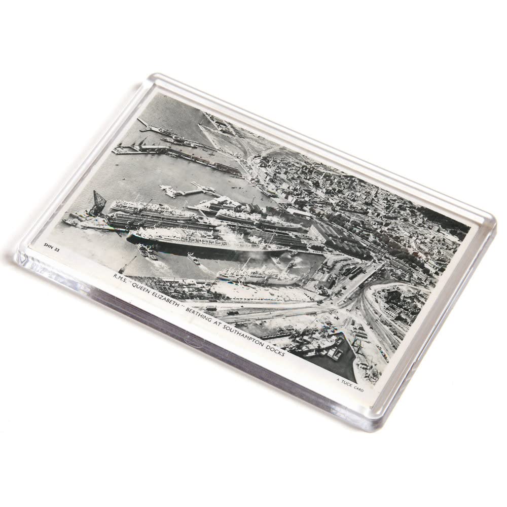 JUMBO MAGNET - Vintage Hampshire - RMS Queen Elizabeth Berthing At Soton Docks