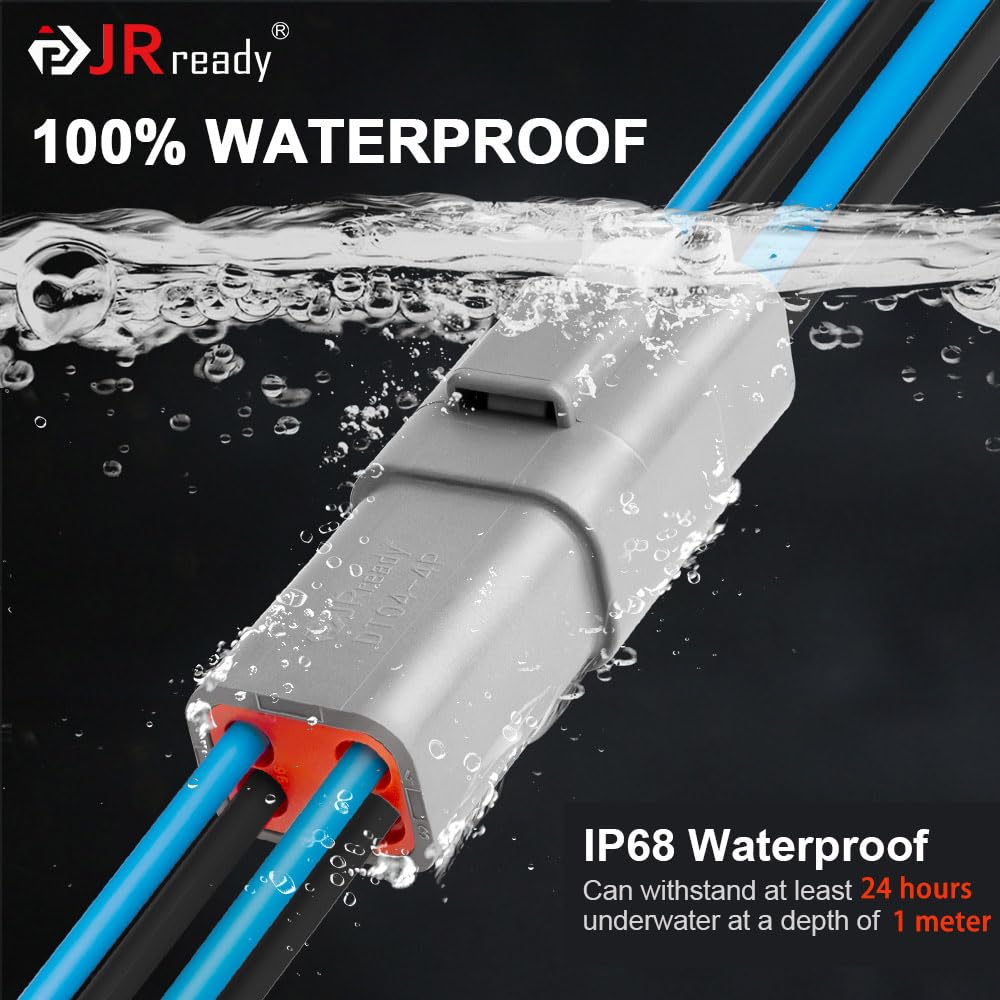 JRready DW1007 733PCS Deutsch Connector Kit IP68 Waterproof DT Connector 2 Pin 3 4 6 8 12 Pin with Solid Deutsch Pin Wire Gauge 16AWG, Removal Tool DRK-RT1B
