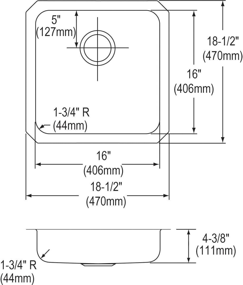 Lustertone 18.5" Stainless Steel Undermount Kitchen Sink