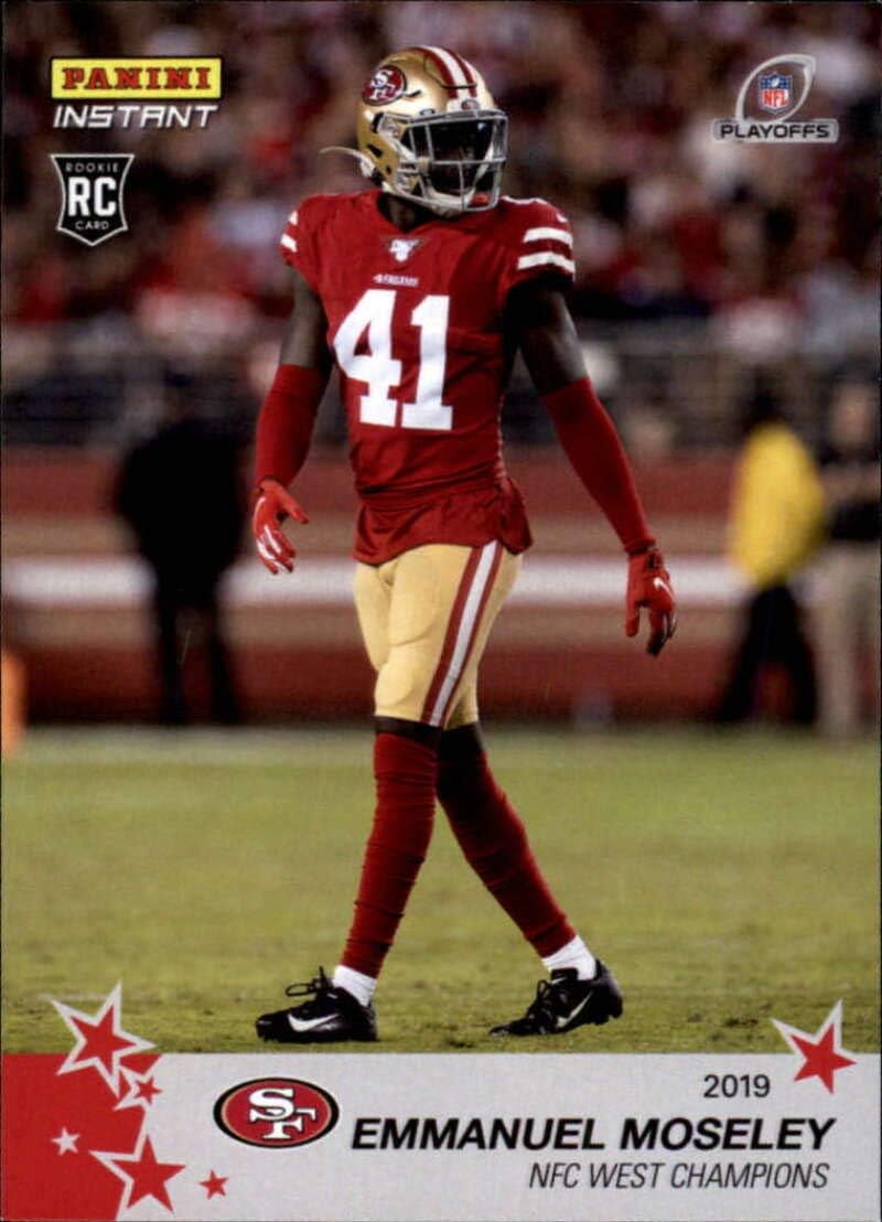 2019 Panini Instant Football Playoffs #215 Emmanuel Moseley San Francisco 49ers RC Rookie Print Run 91 NFC West Champions Official NFL Trading Card