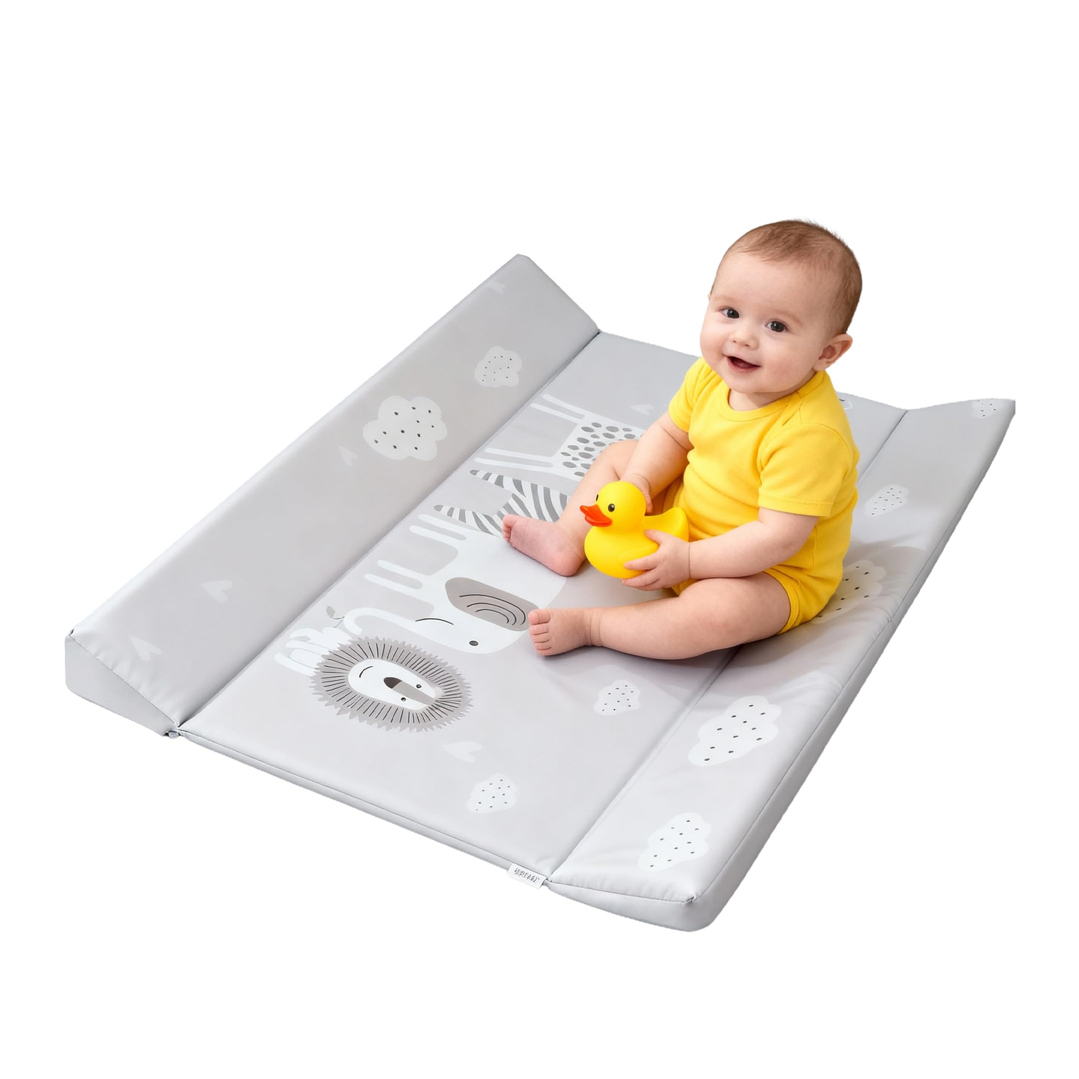 PLASTIMYR Cambiador de Bebe Flexible 81 x 50 cm- Colchoneta Cambiador Cómoda y Segura - Cambiadores Bebe Portatil con Bordes Acolchados, Ligeros y Fáciles de Limpiar (Flexible, Safari Gris)