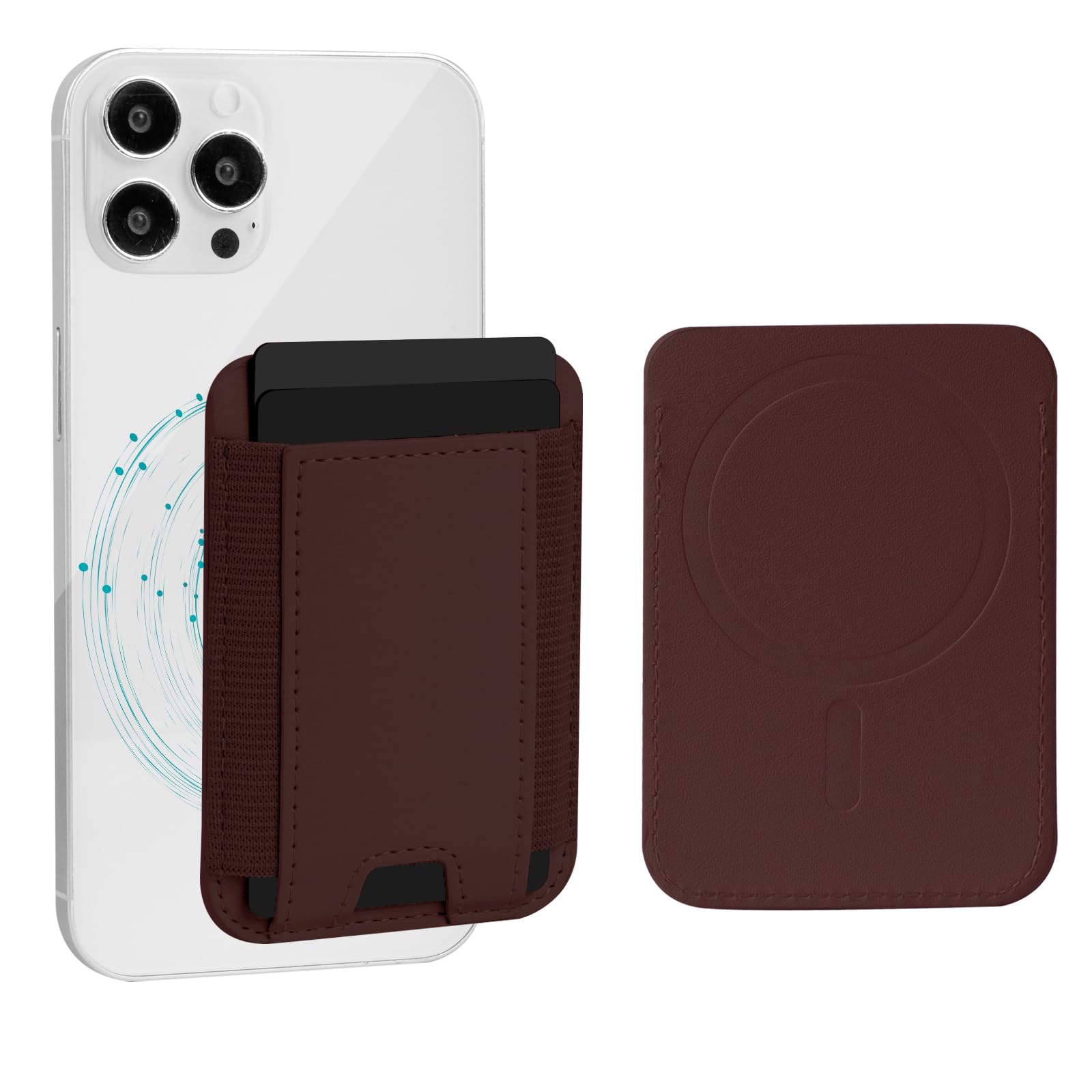 Rxuiael Stretchy Magnetic Wallet for iPhone 12 iPhone 13 & 14 & 15 Series Card Holder Magnetic Wallet Apple Wallet for Women Men,Fit 6 Cards (Ochre)