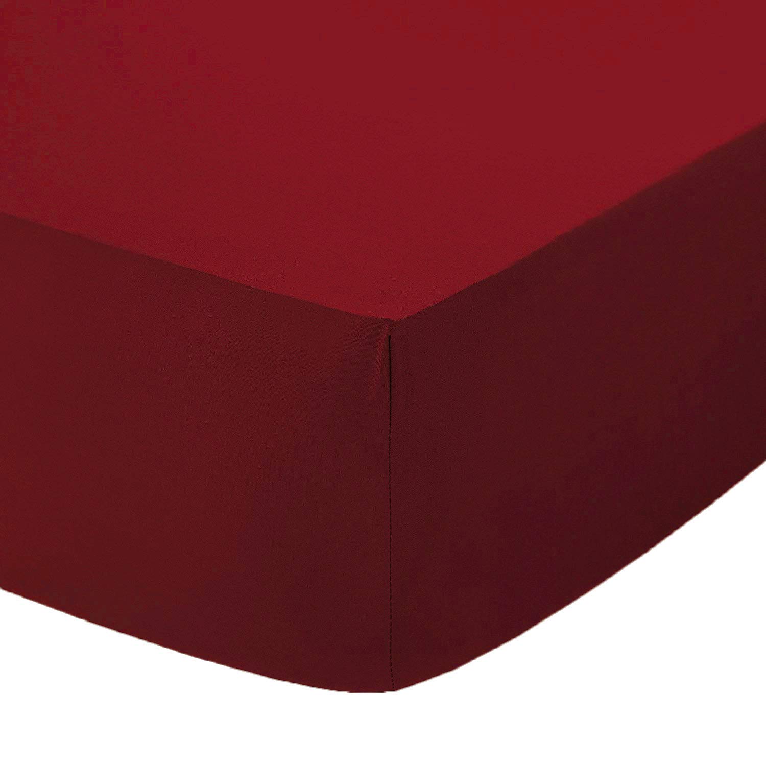 British Home Bedding - Plain Polycotton Percale Fitted Bed Sheets - Shrinkage and Fade resistant with a soft luxurious finish (Wine, Double)