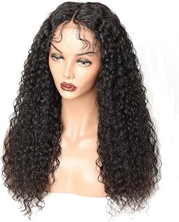Yongyu Chenzinan De 24 Pulgadas de Largo Ondulado sintética del Frente del cordón Negro con Bangs for la Mujer del Partido de Cosplay Diario (Color : Black)