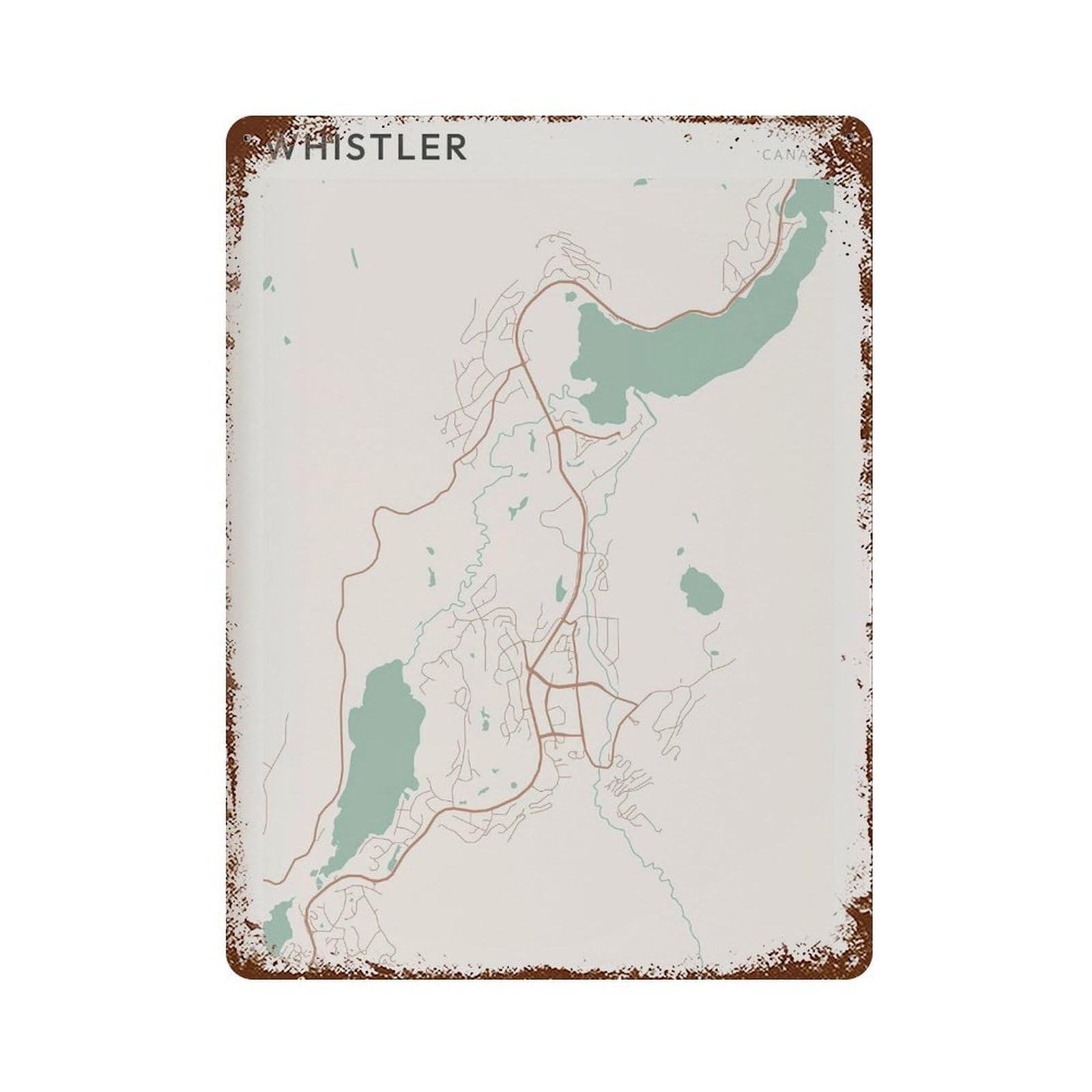 xiaoxiaoshen Whistler Map Street Canada Wall Decor Art Metal Tin Poster Modern Home Decor Art Home Bar Shop Decorations Vintage Sign 40x30cm