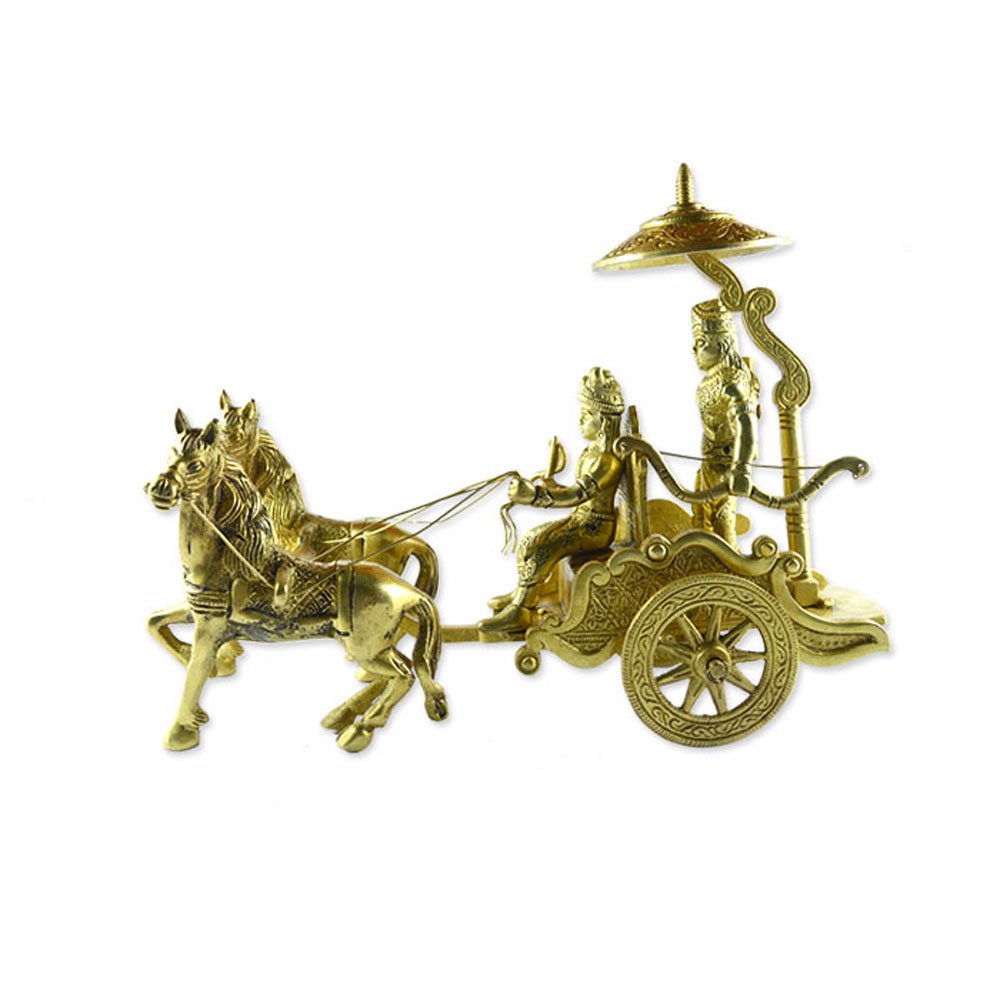Lord Krishna Riding Arjun Rath Golden