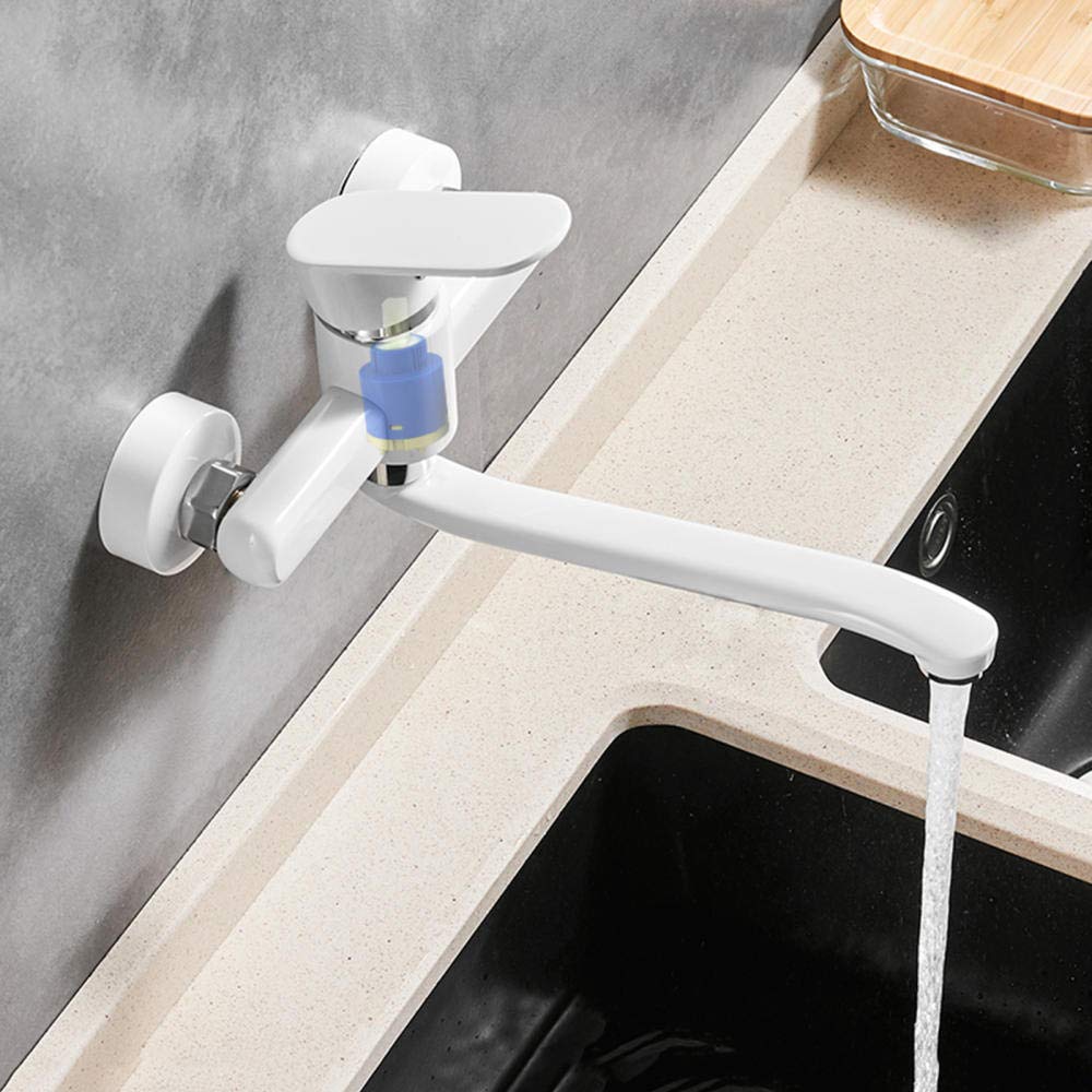 Grifos de Pared Grifo Mezclador para Fregadero de Cocina de latón frío y Caliente con Doble Orificio Giratorio Grifo de baño-30 cm (20 cm)