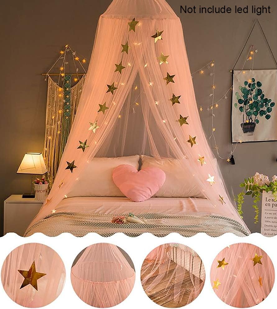 KLUFO Bed Canopy Premium Yarn Play Tent Bedding for Kids Playing Reading with Children Round Lace Dome Netting Curtains Baby Boys and Girls Games House