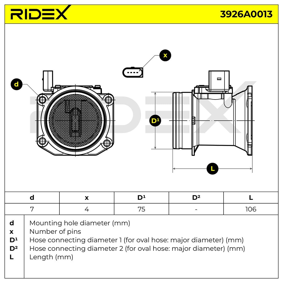 RIDEX 3926A0013 Medidor de masa de aire Compatible con VW Transporter T4 Furgoneta 70A, 70H, 7DA, 7DH