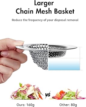 WOKDADA Reversible Kitchen Sink Strainer, Easy-to-Clean 304 Stainless Steel Sink Drainer, Replacement for Kitchen Sink Basket, Effective Food Waste Filter (2PCS)