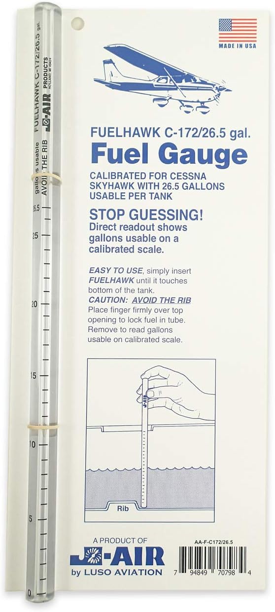 Luso Aviation Fuelhawk Aircraft Fuel Gauge, Cessna 172-26.5 Gallon