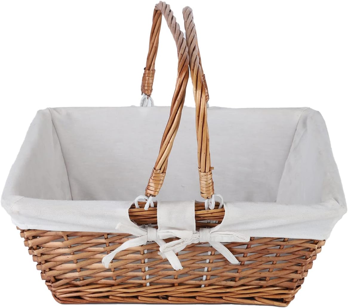 Wicker Picnic Basket with Handle Sturdy Woven Body with