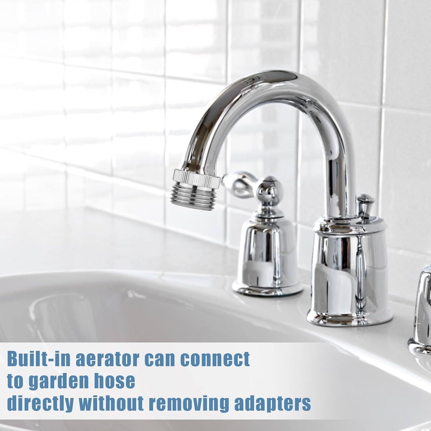 Faucet Adapter with Aerator, 3/4 Inch Garden Hose to 1/2 Sink Faucet Adapter, Polished Chrome Plated Kit for Garden Hose