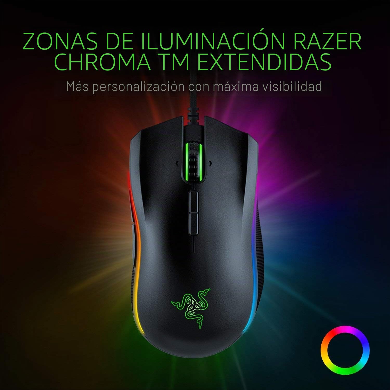 Razer Mamba Elite- Ratón para juegos , Ratón Gaming con 9 botones mecánicos programables, sensor óptico con 16.000 ppp e iluminación Chroma RGB, Negro