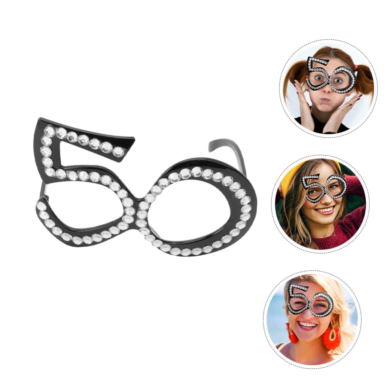 Occhiali Per 60° Compleanno - Montatura Con Numero E Strass, Per Feste - Foto 3