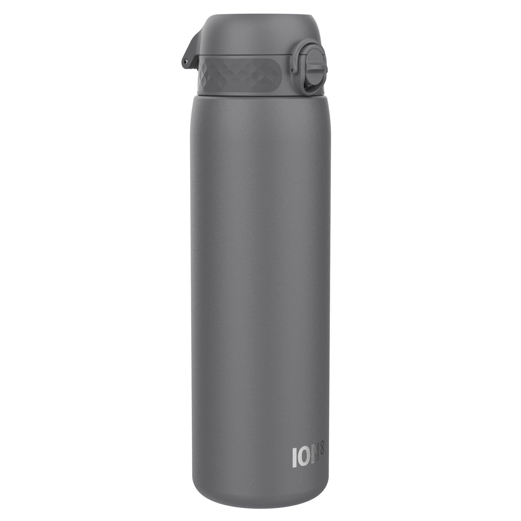 ION8 Lightweight 1 Litre Steel Water Bottle, Non-Insulated, Leak Proof, Easy to Open, Secure Lock, Dishwasher Safe, Flip Cover, Carry Handle, Ideal for Travel & Active Lifestyles, Grey