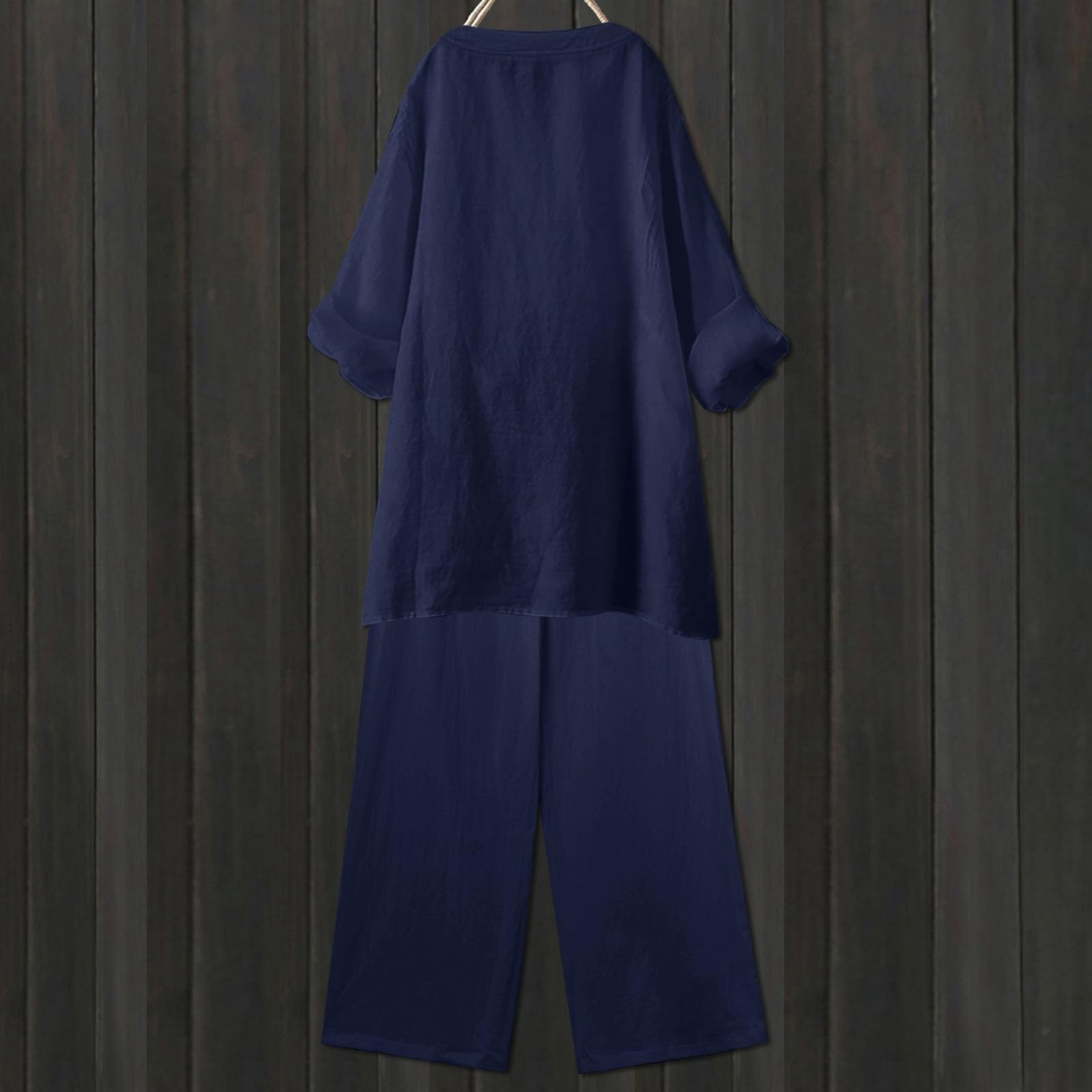 Générique Set di 2 pezzi da donna in cotone con top e pantaloni, con felpa e pantaloni abbinati, morbido, tuta sportiva a maniche lunghe, set da jogging e relax, A157