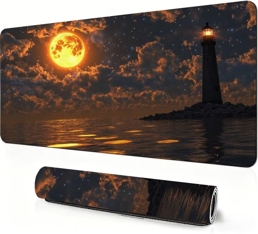 Podkładka pod mysz reflektorów XXL 1200 x 600 x 3 mm, szeroka podkładka pod mysz oceanową do gier, przyszyte krawędzie, antypoślizgowa gumowa podkładka pod mysz podkładową, do biura i gier, prezenty