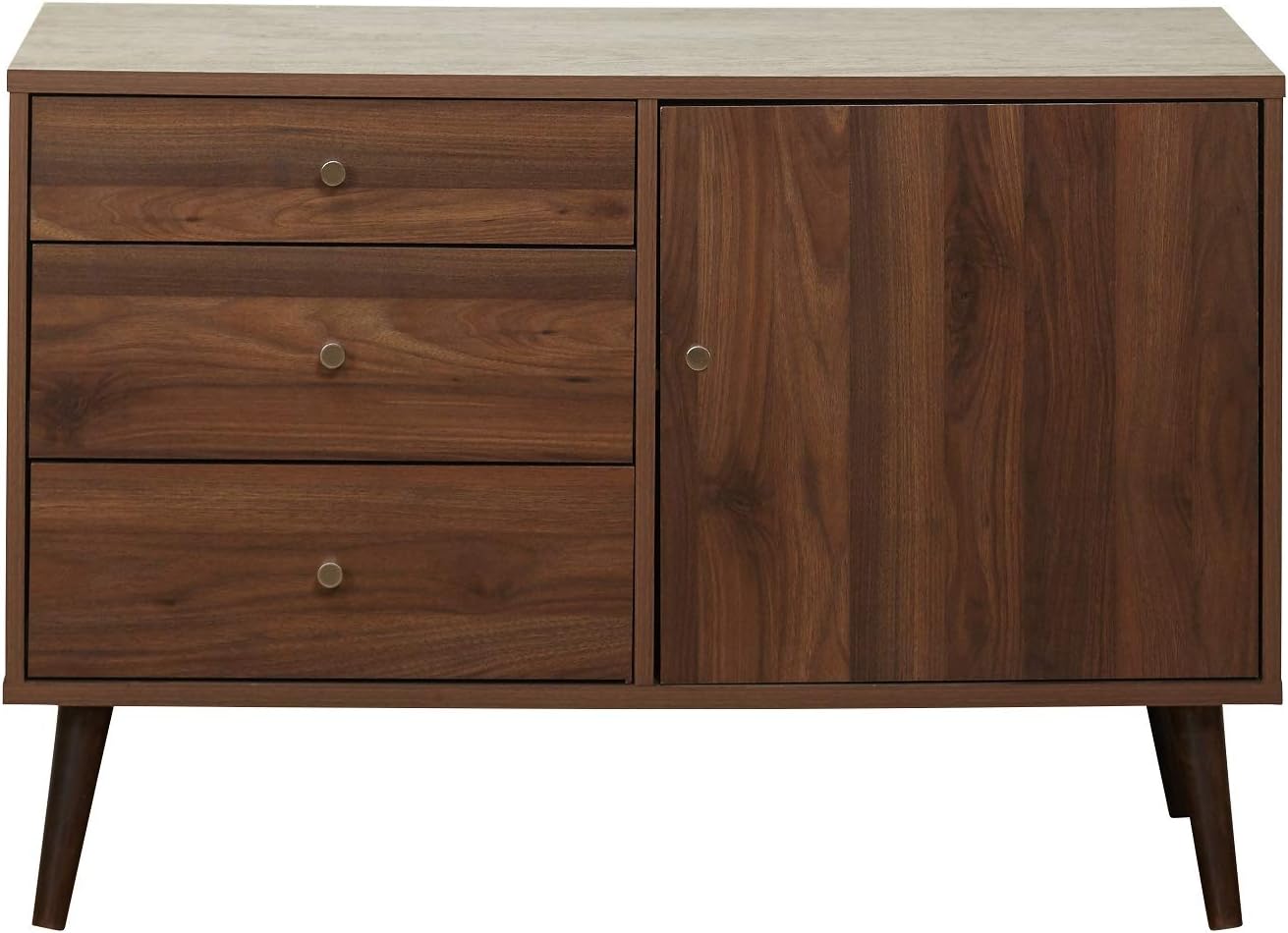 Target Marketing Systems Carroll Mid Century Buffet Cabinet with Drawers & Adjustable Shelf for Entryway, Living Room, Bedroom, Kitchen, or Office, 30" H x 40.1" W, Umber