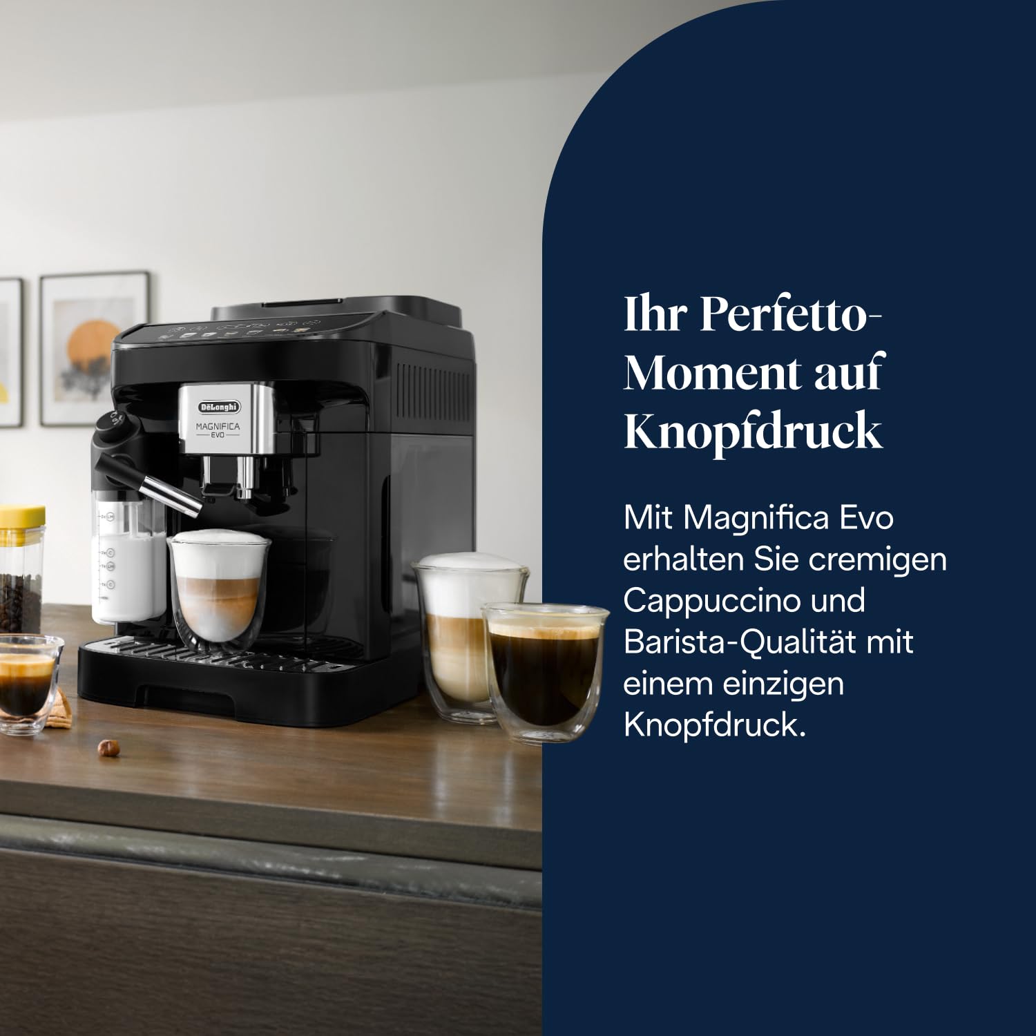 De’Longhi Magnifica Evo Kaffeevollautomat mit LatteCrema, 7 One-Touch-Getränke, Schwarz ECAM292.81.B