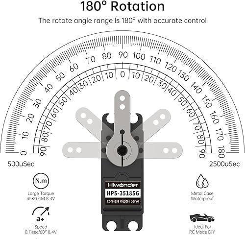 Miniatura 7 de Engranaje de metal del motor servo sin núcleo del alto esfuerzo de torsión de 77.2 lbs Servo Digital y del engranaje del acero inoxidable para el