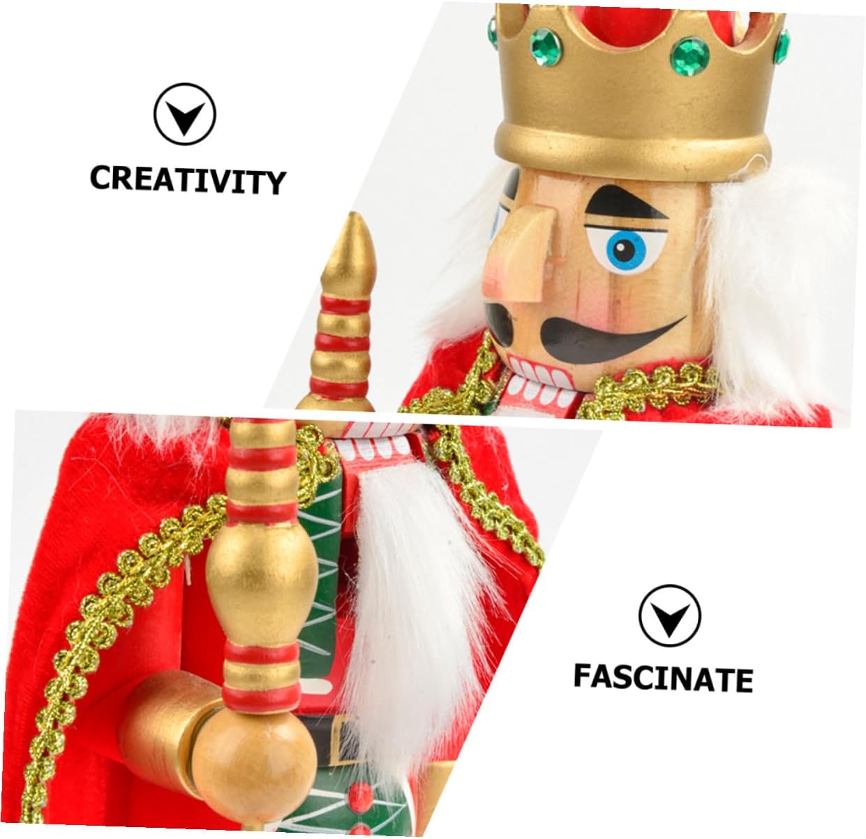 Uonlytech 38cm Christmas Nutcracker Figurine Countdown Calendar Wooden Xmas Nutcracker Ornament Decorative Soldier for Holiday Home Décor