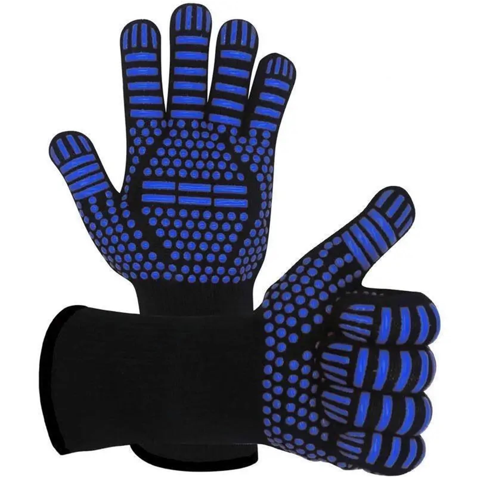 1 par de Guantes for Barbacoa 1472 °F Resistentes al Calor Horno ignífugos Largos Silicona for Asar for Cocina ahumador Camping(Blue 1Pair)