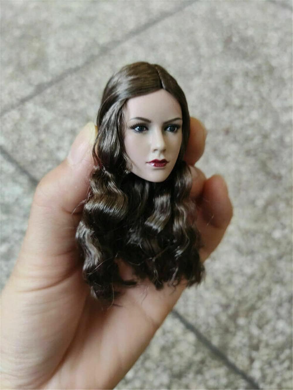 1/6 Scale Female Head Sculpt, European Girl Long Curls Hair Head Carved for 12inch Action Figure Doll (B)