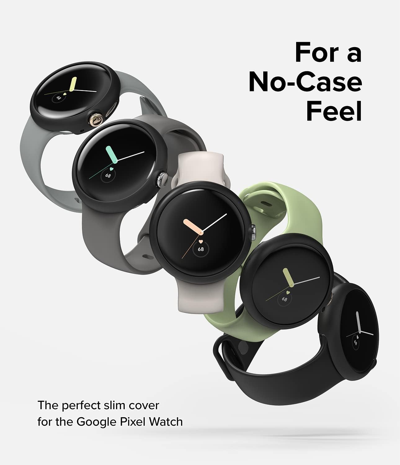 Ringke Compatible Watch Cover for Google Pixel [Clear & Black, Slim Case] + Dual Easy Film [3 Pack]