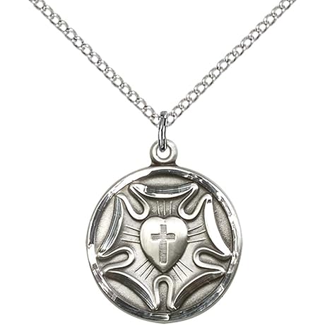 Sterling Silver Lutheran Cross Pendant with 18" Stainless Steel Lite Curb Chain