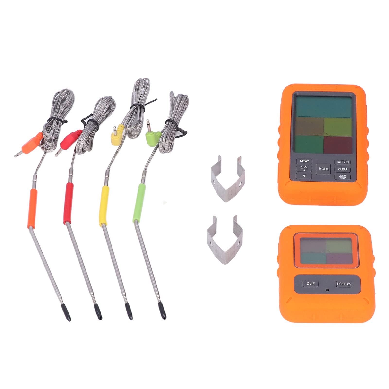 Termometro Per Carne Wireless, Termometro Digitale Per Barbecue Con 4 Sonde, Display LCD Retroilluminato, Funzione Allarme, 9 Impostazioni Carne Preimpostate USDA, Per Cottura