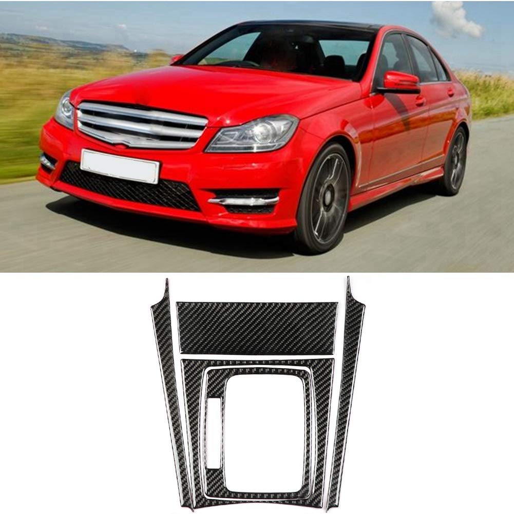 Qiilu Auto Schaltpaneel Abdeckleiste, Carbon Schaltpaneel Dekoration Aufkleber für W204 C Klasse 07-13(left hand drive)