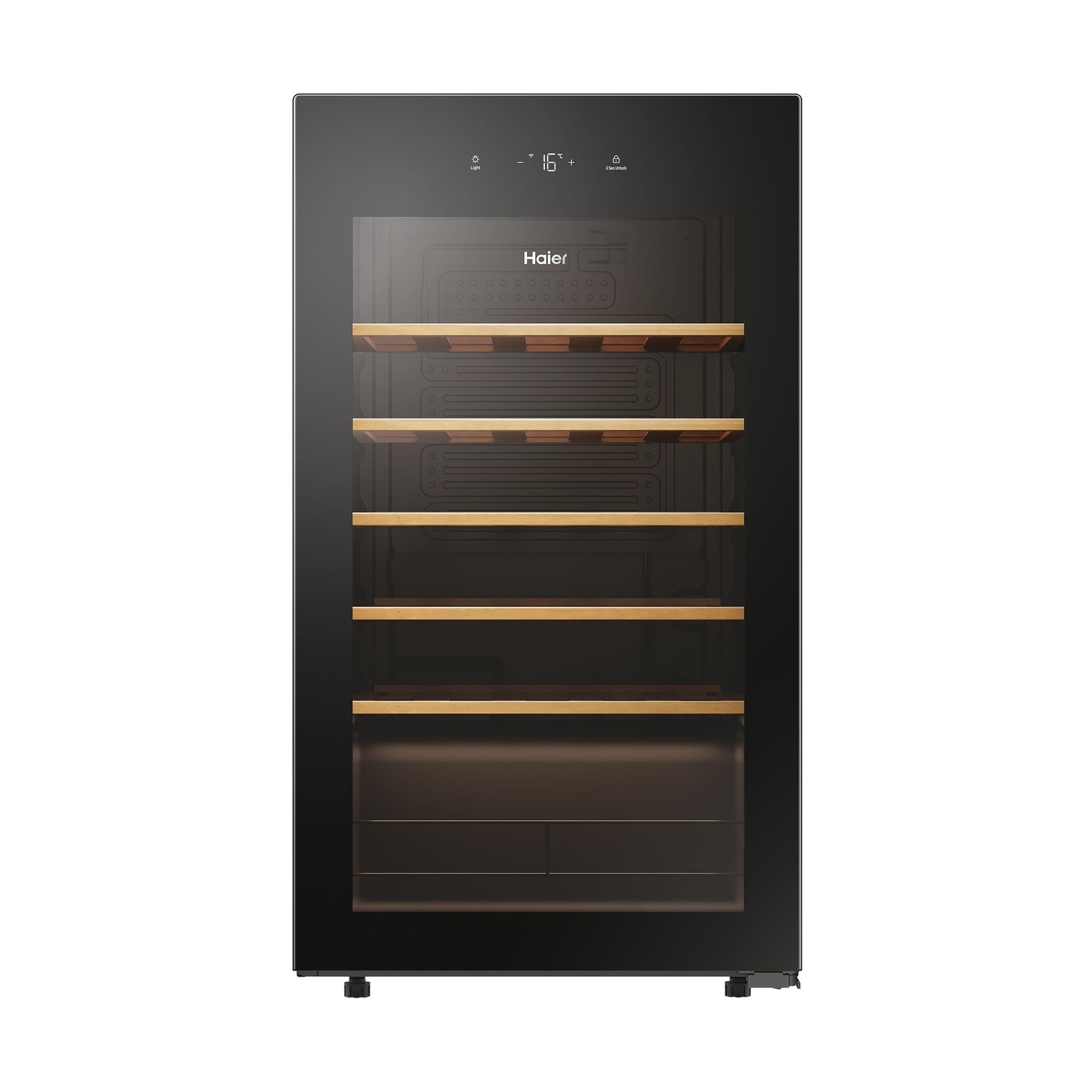 Haier Cantina Vino, Wine Bank 50 Serie 3, 34 bottiglie, 37 dB, Connessa, Vetro Anti-​UV, Monozona, Classe G, AxLxP 85x47,​5x45,​6 cm, Nero - HWS34GGH1
