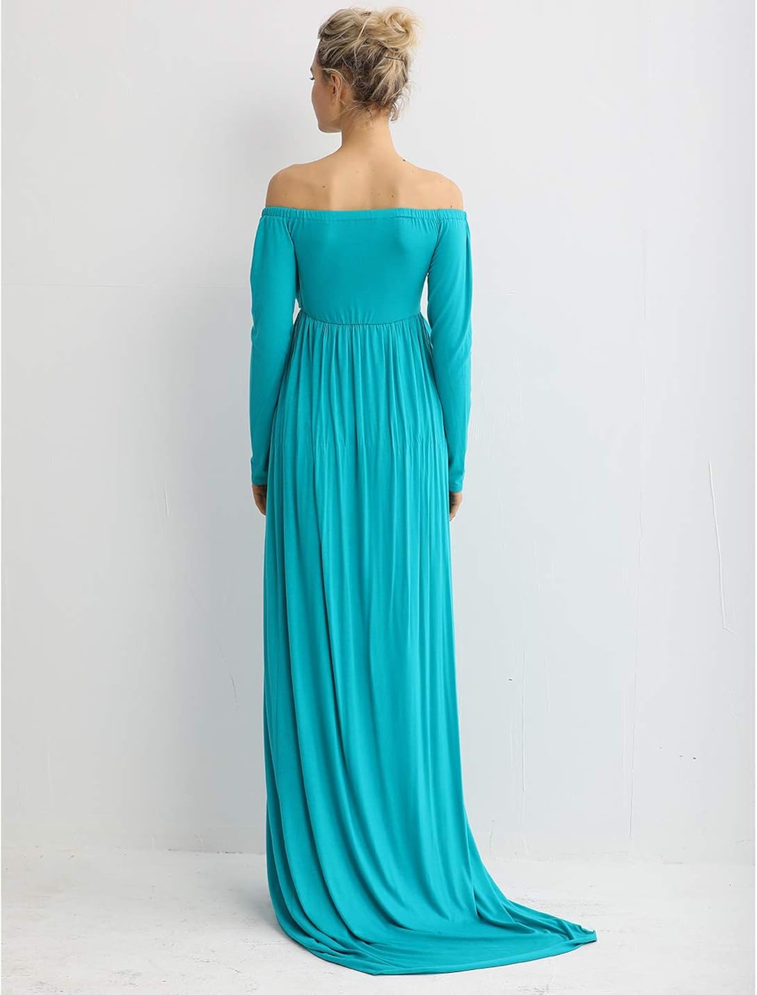 COSYOU Maternity Dress for Photoshoot Long Sleeve Off Shoulder Cotton Gown for Baby Shower Maxi Flowy Dress at  Women’s Clothing store