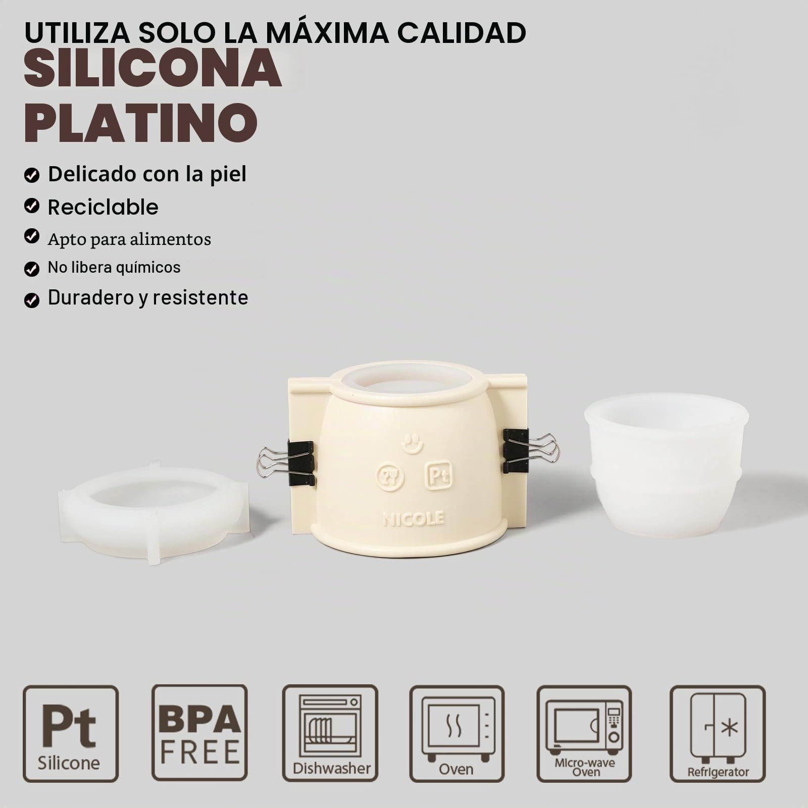 BOOWAN NICOLE Modern Pebble Velas Jar Hormigón Moldes de Fundición con Vela de 7 oz Relleno, Moldes de Silicona con Tapa para DIY (SH1049+LZ0665)