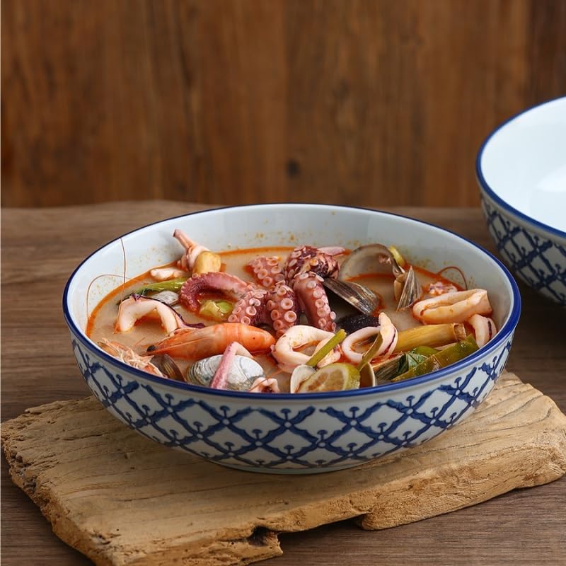 Insalatiera in ceramica di grande capacità, ciotola per insalata da ristorante, zuppa, semplice ciotola per frutta, pasta, grande ciotola per insalata (M)