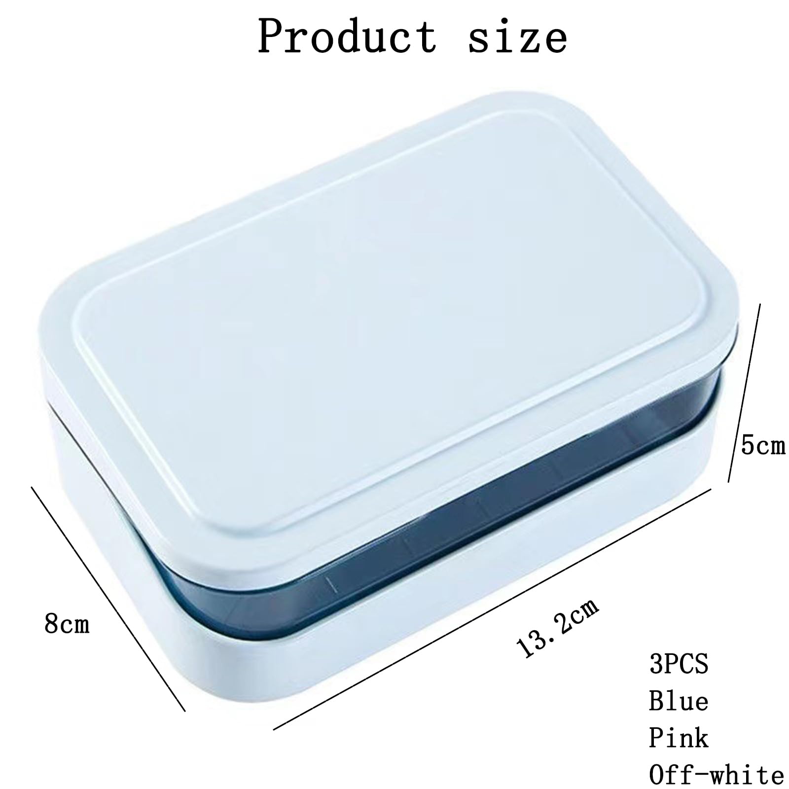 3-Piece Soap Dish Set including Lid, Removable Drainer, 2-Layer Rectangular Container - Image 2
