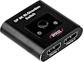 Displayport Switch Splitter,8K DP1.4 Switcher 2 in 1 Out, Displayport Splitter 1 in 2 Out, Displayport Bi-Directional Switcher Support 8K30Hz 4k120Hz 1080P240Hz  Compatible with Laptop, Gaming