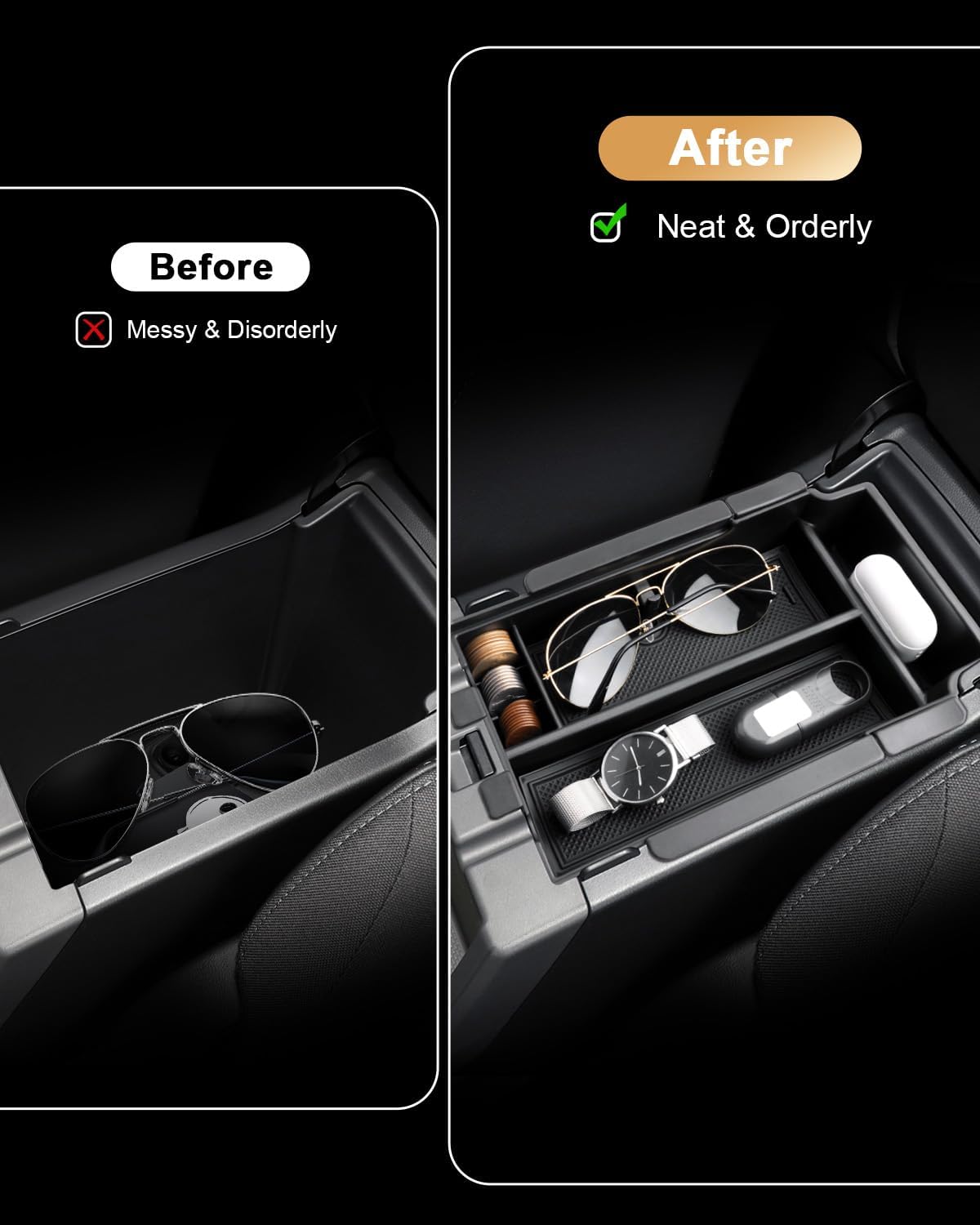 2026 Crosstrek Center Console Organizer - 2 Pcs Double-Layer Armrest Box Organizer + Hanging Center Console Organizer For 2024-2026 Subaru Crosstrek Hybrid/Impreza Accessories - ABS Storage Box
