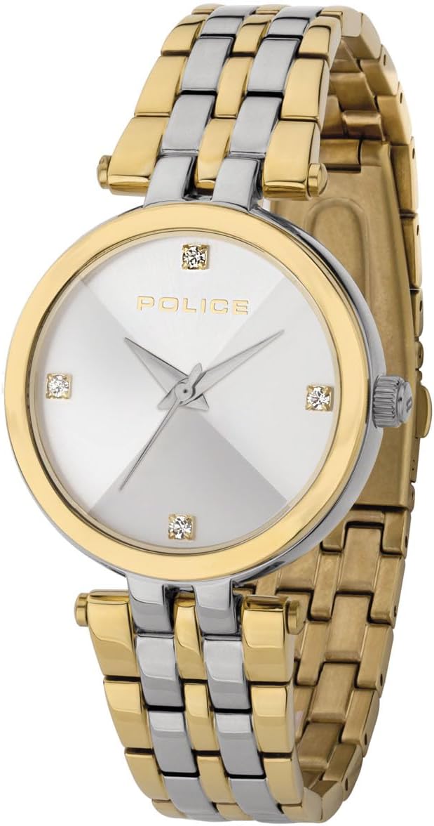 Police Qurem Silver Gold Stainless Steel Bracelet Analog Watch for Women, 34mm