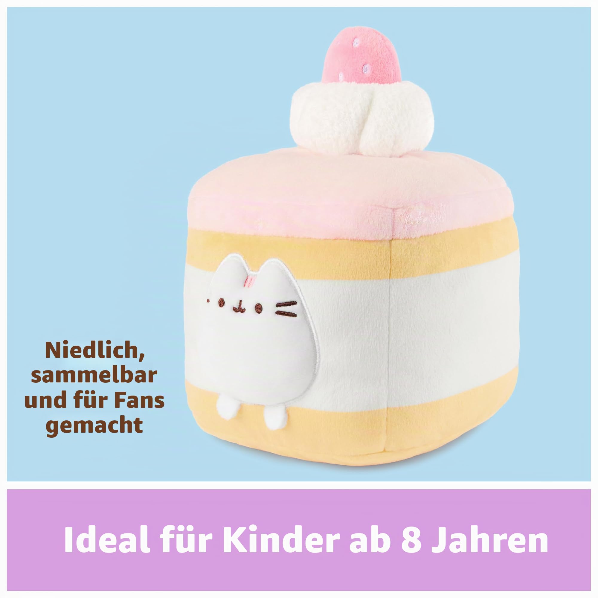 GUND Pusheen Erdbeere Biskuitkuchen Plüsch Squishy Spielzeug Sammlerstück Plüschtier Dessert Plüsch Katze Stofftier ab 8 Jahren Rosa 6 Zoll