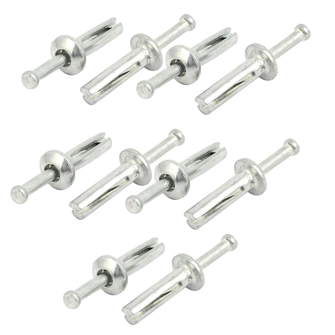 Aexit 1/4-inch Punch Fastener Dia 1-inch Depth Zinc Alloy Drive Anchor Silver Tone 10pcs Model:29as216qo308