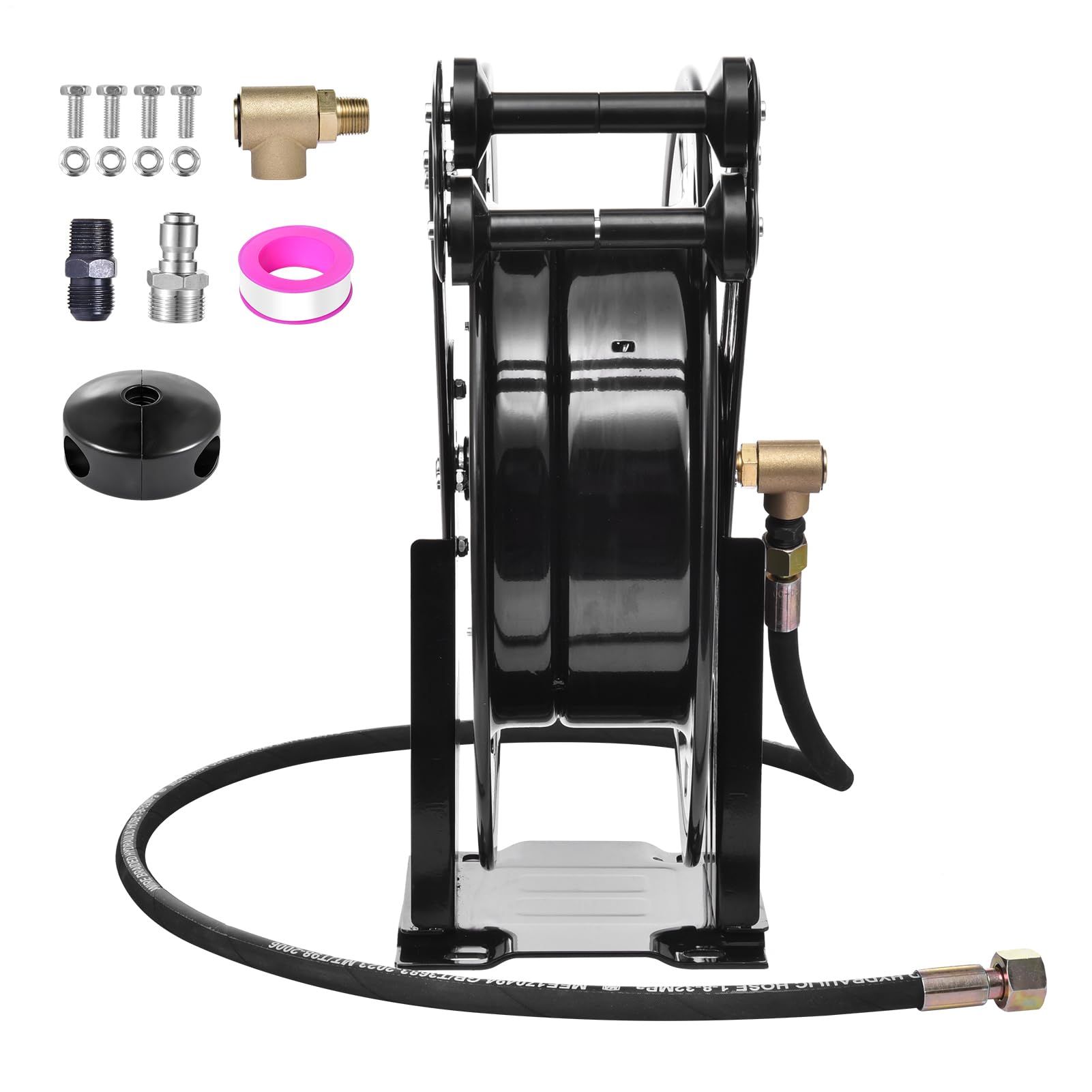 Carrello avvolgitubo retrattile ad alta pressione, retrattile, 15 m x 1,5 cm, in acciaio, 4000 psi, ritorno dolce, per pavimenti in officina, cortile e garage per la pulizia