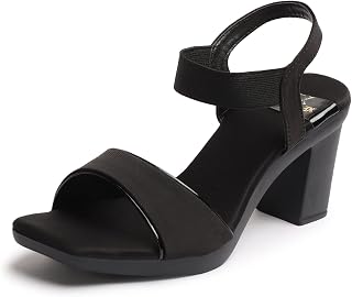 XE Looks Women's Trendy Block Heels | Open-Toe Sandals with Elastic Support | Anti-Skid Sole & Cushioned Footbed Block Hee... Price In India