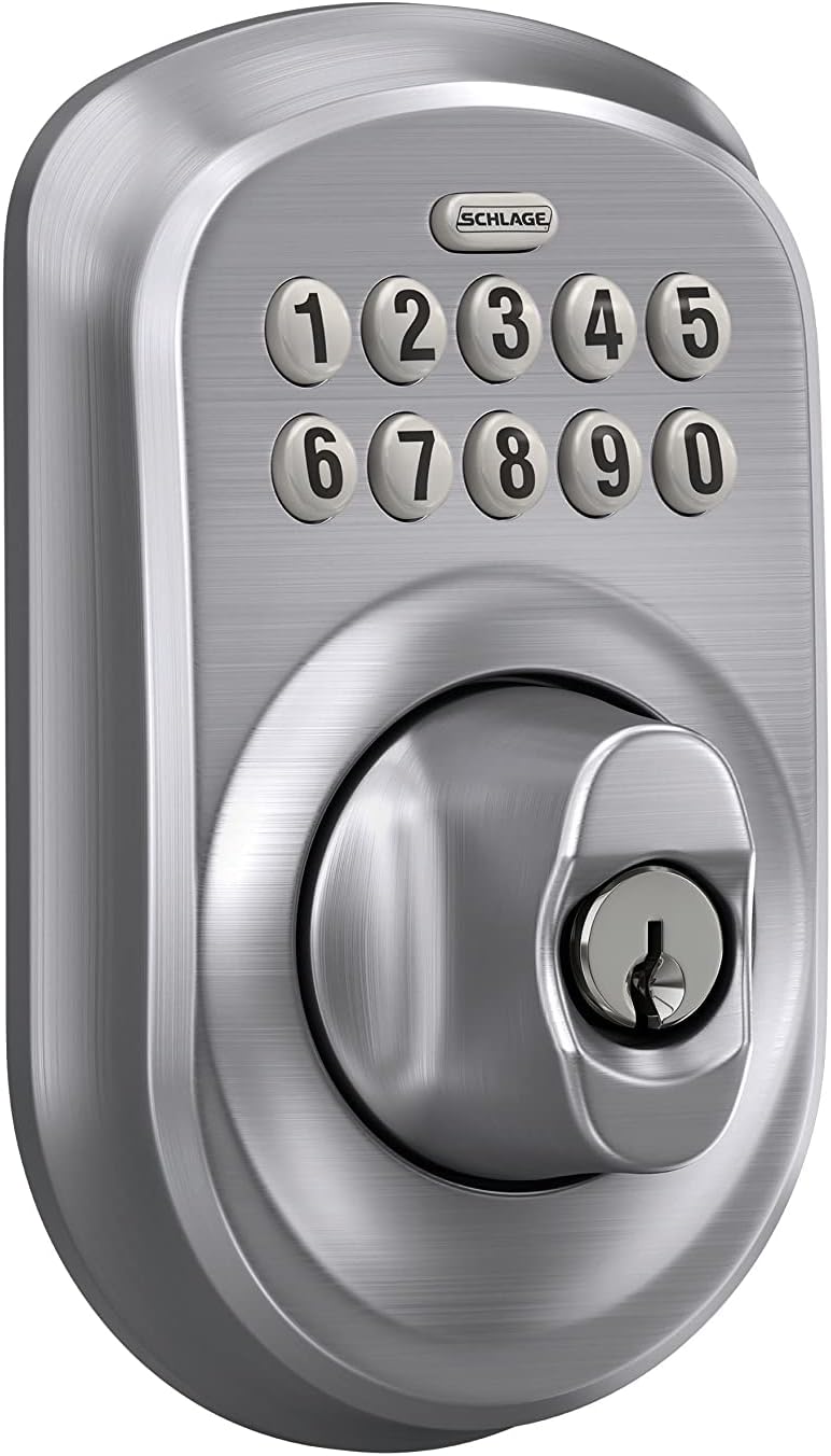Schlage BE365 PLY 626 Plymouth Keypad Deadbolt, Brushed Chrome, Deadbolts Amazon Canada