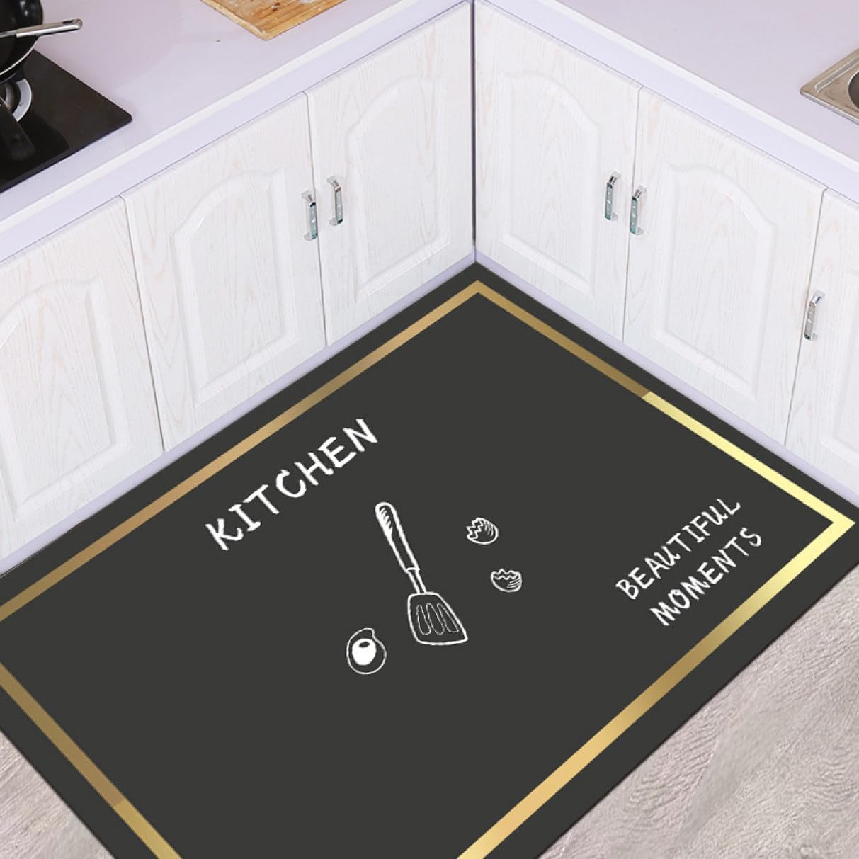 [DLAWF] 拭ける 北欧風キッチンマット キッチンマット 床保護マット 60*200 キッチンカーペット 撥水 台所マット 滑ら