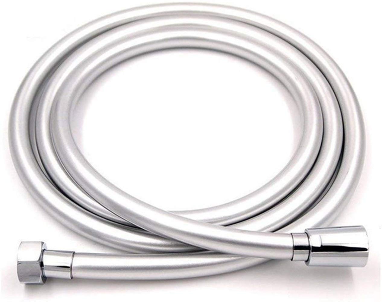 Shower Hose, Stainless Steel Universal Replacement Hose,Shower PVC High Pressure Silver Black Smooth for Bath Handheld Head Flexible(Silver,150cm)