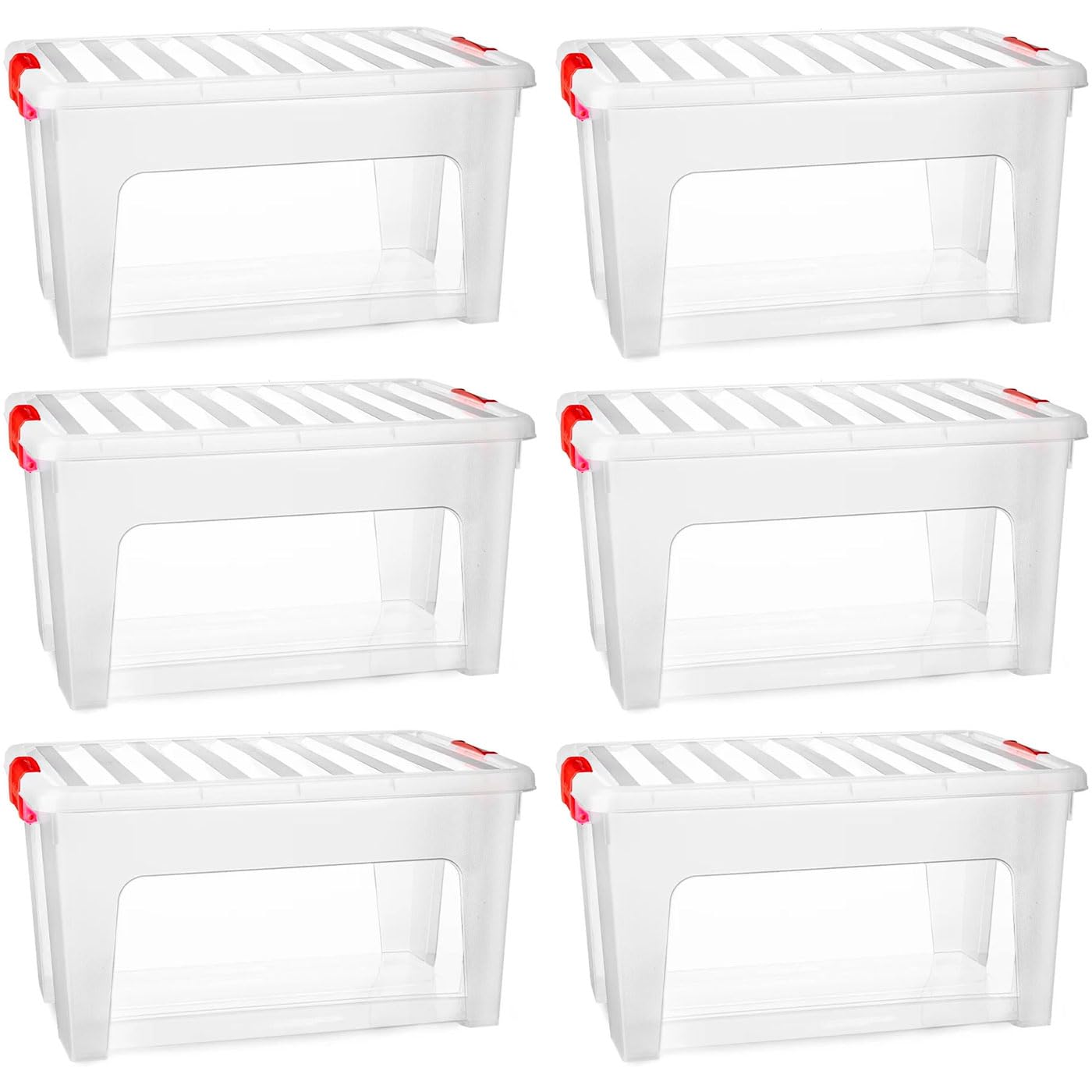 Acan Tradineur - Pack de 6 Cajas de almacenamiento KLIP K3 - Fabricado en plástico - Contenedor para almacenar Libros, ropa, mantas - 36 x 52 x 27,5 cm - 36 Litros