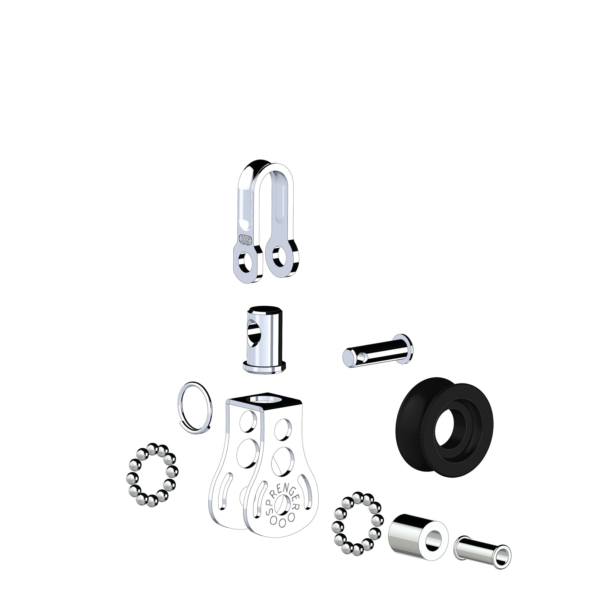 Sprenger Micro XS Block (Umlenkrolle) Kugellager 6 mm - 1 Rolle, Wirbel